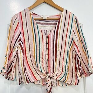 URBAN Romantics Colorful Striped Blouse Size Medium